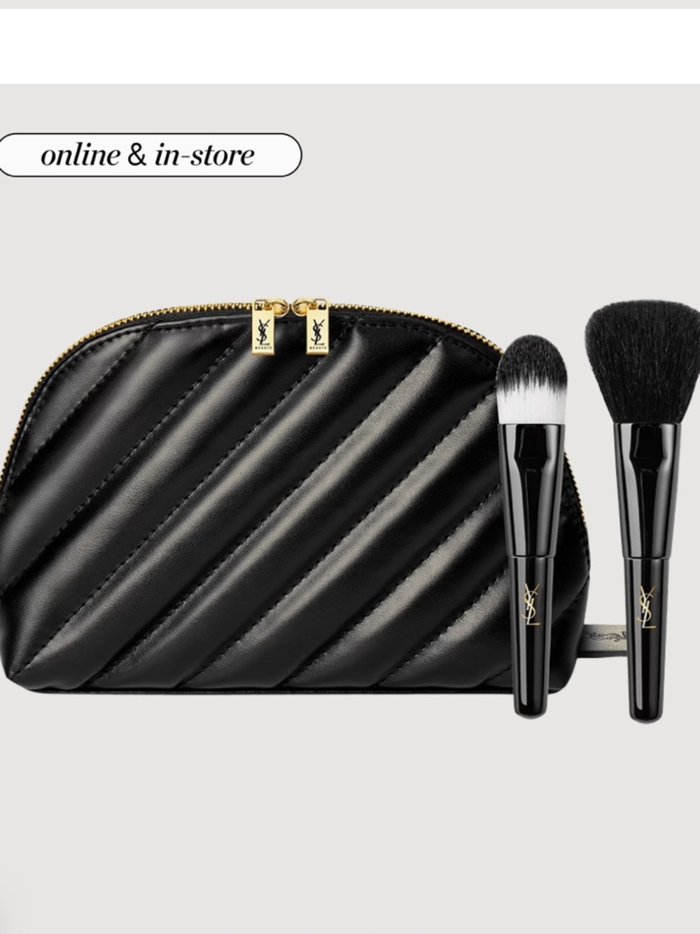 Yves Saint Laurent 3 pc gift w 2 Mini Brush and quilted bag New Best gift GWP